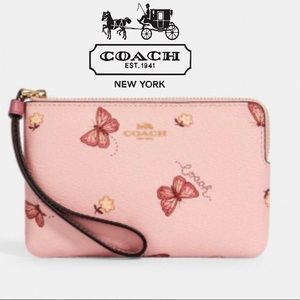 Coach 2971 Coated Canvas Small Wristlet in Butterfly Print - Pink
